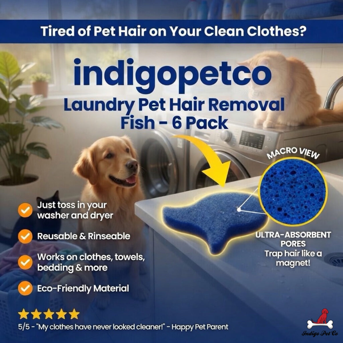 Indigo Pet Co laundry fish — product view 7